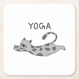 Posavasos Cuadrado De Papel Yoga Cat