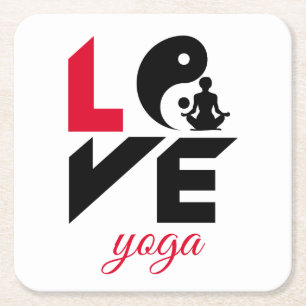 Posavasos Cuadrado De Papel Yoga de amor