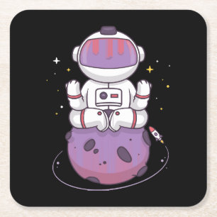 Posavasos Cuadrado De Papel Yoga Espacial 