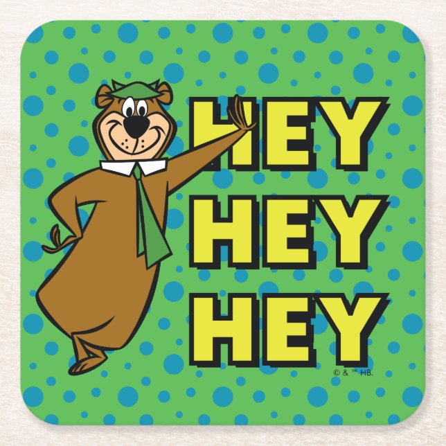 Posavasos Cuadrado De Papel Yogi Bear Hey Hey (Anverso)