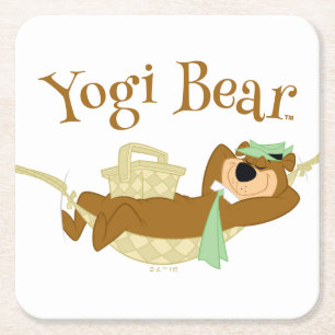 Posavasos Cuadrado De Papel Yogi Bear Picnic Hammock Nap Time
