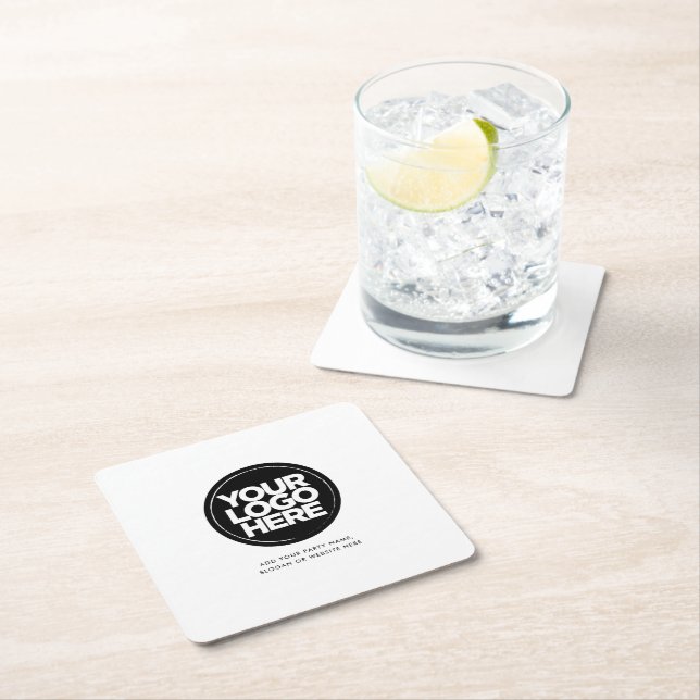 Posavasos Cuadrado De Papel Your Business Logo Simple Basic (In situ)