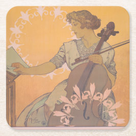 Posavasos Cuadrado De Papel Zdenka Cerny poster por Alphonse Mucha