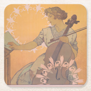 Posavasos Cuadrado De Papel Zdenka Cerny poster por Alphonse Mucha