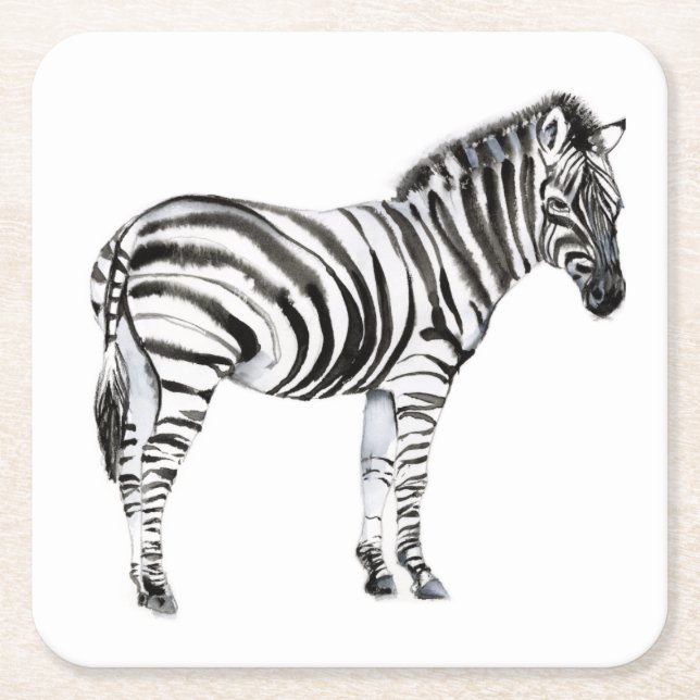Posavasos Cuadrado De Papel Zebra permanente (Anverso)
