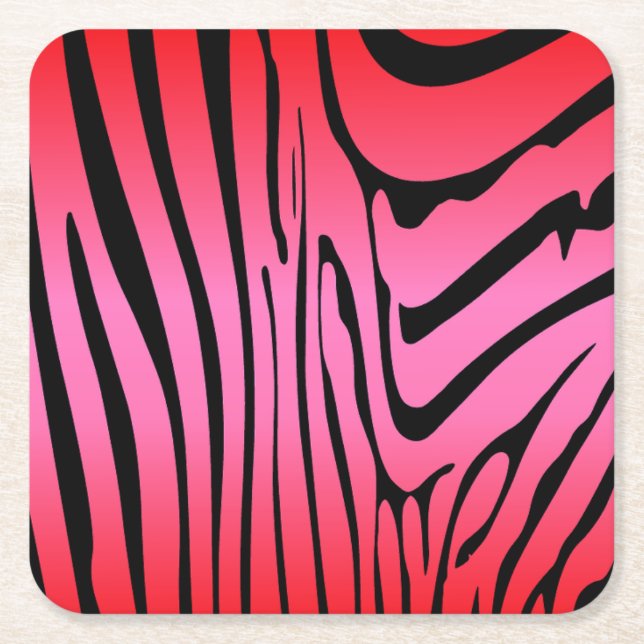 Posavasos Cuadrado De Papel Zebra Rojo (Anverso)