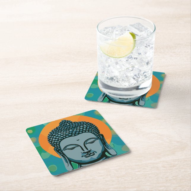 Posavasos Cuadrado De Papel Zen Buddha Head (In situ)