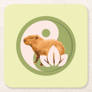 Posavasos Cuadrado De Papel Zen Capybara Yin Yang