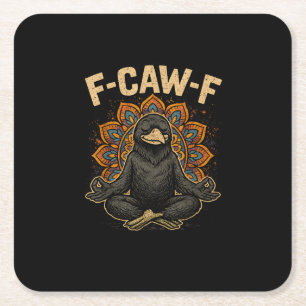 Posavasos Cuadrado De Papel Zen F-Caw-F Cuervo Yoga Cuervo F-Caw-F Zen Diverti