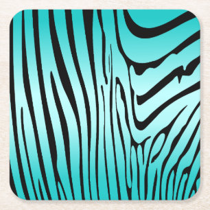 Posavasos Cuadrado De Papel Zesty Zebra Cyan