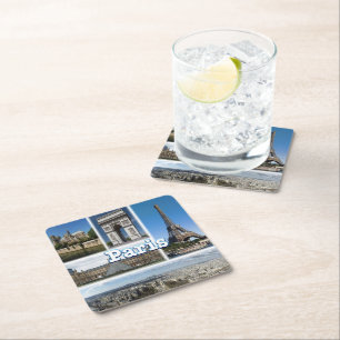 Posavasos Cuadrado De Papel zFR032 TOUR EIFFEL y PARIS, Francia,