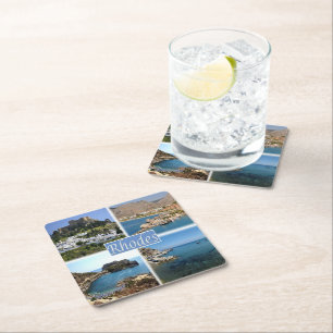 Posavasos Cuadrado De Papel zGR025 RODAS, Grecia, Europa,