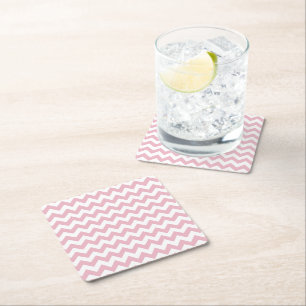 Posavasos Cuadrado De Papel Zigzag rosa, Chevron rosado, patrón geométrico