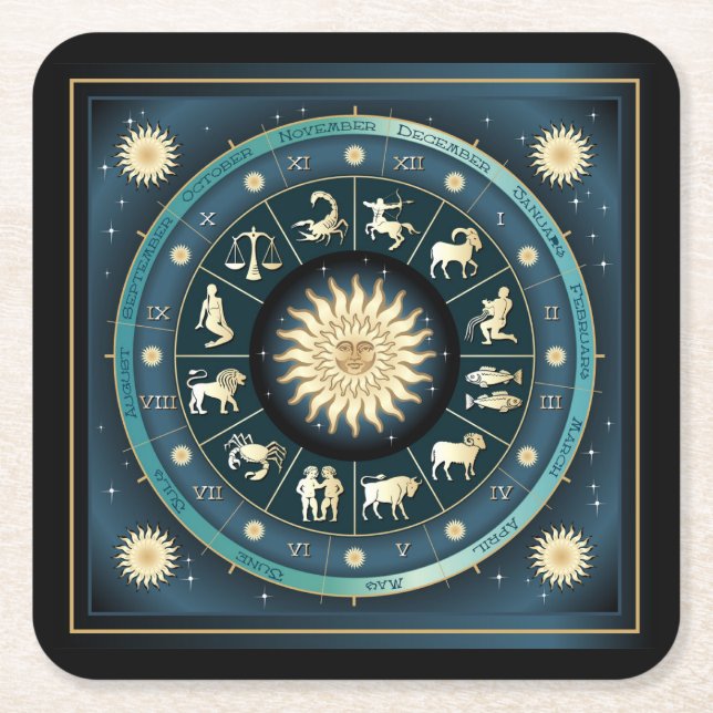 Posavasos Cuadrado De Papel Zodiac (Anverso)