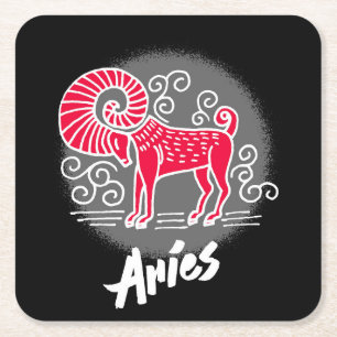 Posavasos Cuadrado De Papel Zodiac Aries