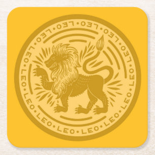 Posavasos Cuadrado De Papel Zodiac Leo