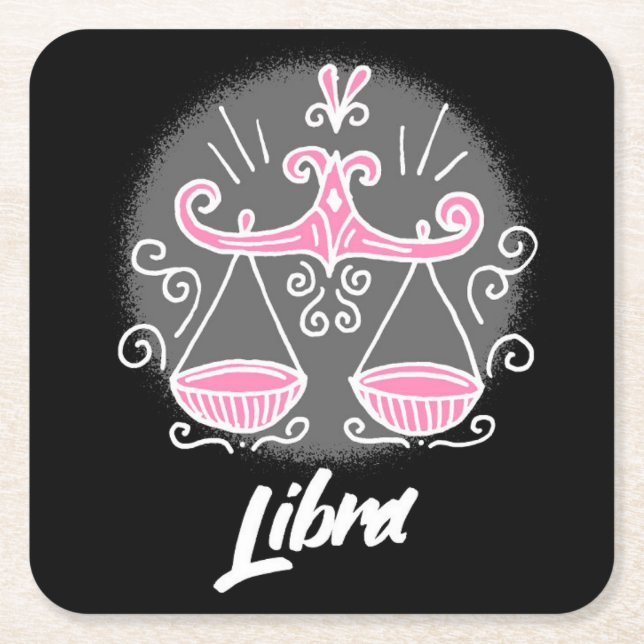 Posavasos Cuadrado De Papel Zodiac Libra (Anverso)