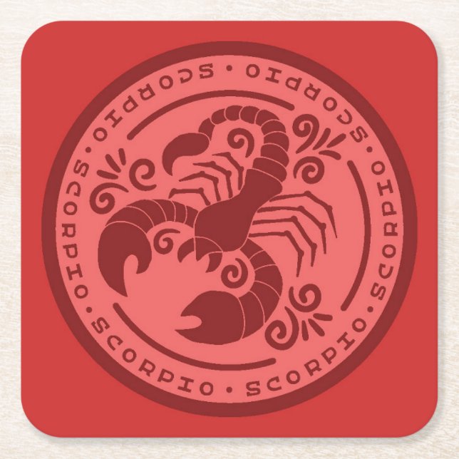 Posavasos Cuadrado De Papel Zodiac Scorpio (Anverso)