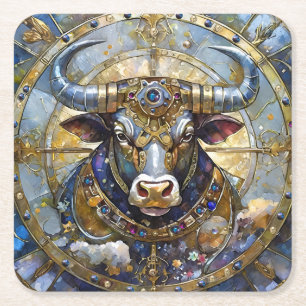 Posavasos Cuadrado De Papel Zodiaco - Taurus El Toro