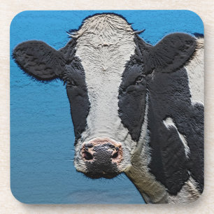 Posavasos Cuadrado de retrato de vaca feliz