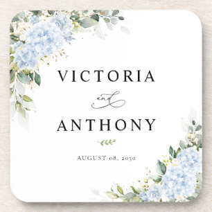 Posavasos cuadrado floral de Hortensia Azul para B