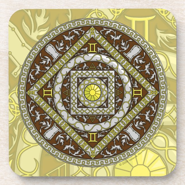 Posavasos Cuadrado Mandala de Géminis (Frente)
