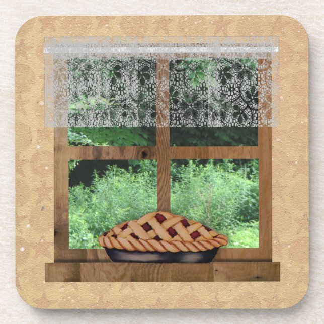 Posavasos Cuadrador de corcho de ventana de país (Frente)