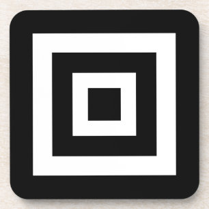 Posavasos Cuadrados abstractos en blanco y negro