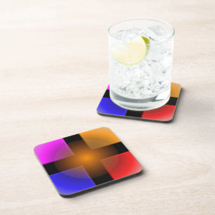 Posavasos Cuadrados de colores vivos sobre fondo negro