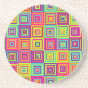 Posavasos Cuadrados geométricos coloridos