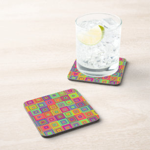 Posavasos Cuadrados geométricos coloridos