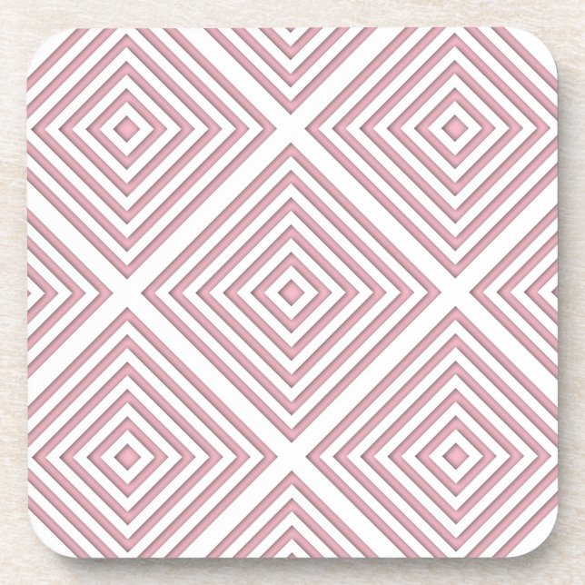 Posavasos Cuadrados geométricos rosados (Frente)