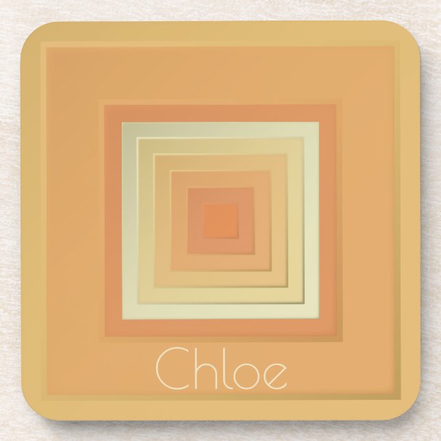 Posavasos Cuadrados geométricos vintage (amarillo suave y na (Frente)