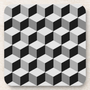 Posavasos Cuadrícula moderna de diamantes, plateada, gris os