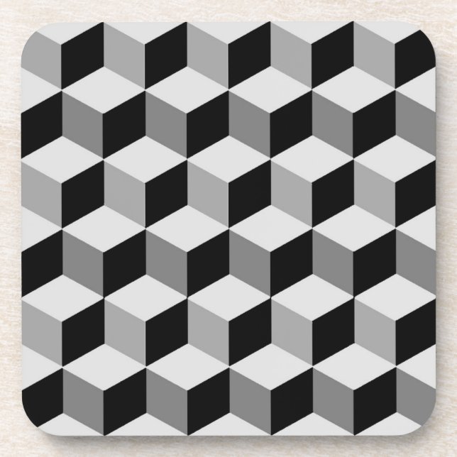 Posavasos Cuadrícula moderna de diamantes, plateada, gris os (Frente)