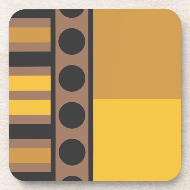 Posavasos Cuadrícula Retro Dorada (Frente)