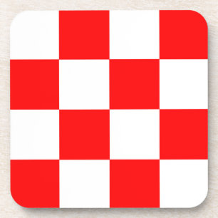 Posavasos Cuadro de cuadros rojos y blancos