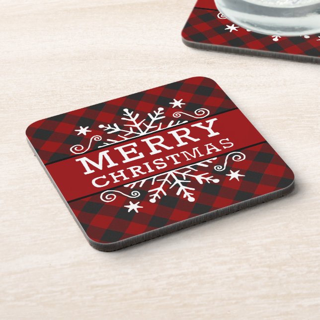 Posavasos Cuadro de Navidad alegre copo de nieve  (Lado Izquierdo)