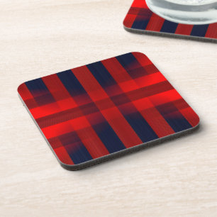 Posavasos Cuadro Escocés Búfalo Bokeh Rojo