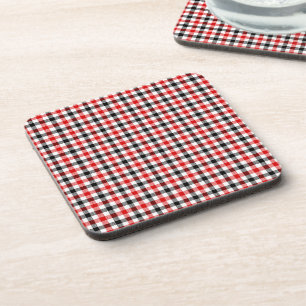 Posavasos Cuadro Gingham Rojo Negro y Blanco