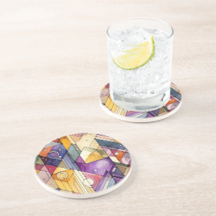 Posavasos Cuadros de agua de vidrio templado geométrico rico