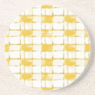 Posavasos Cuadros de rayas blancas de oro amarillo