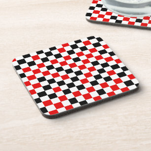 Posavasos Cuadros rojos, negros y blancos