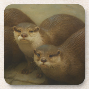 Posavasos Cuarteto Otter - Impresión de arte de vida salvaje