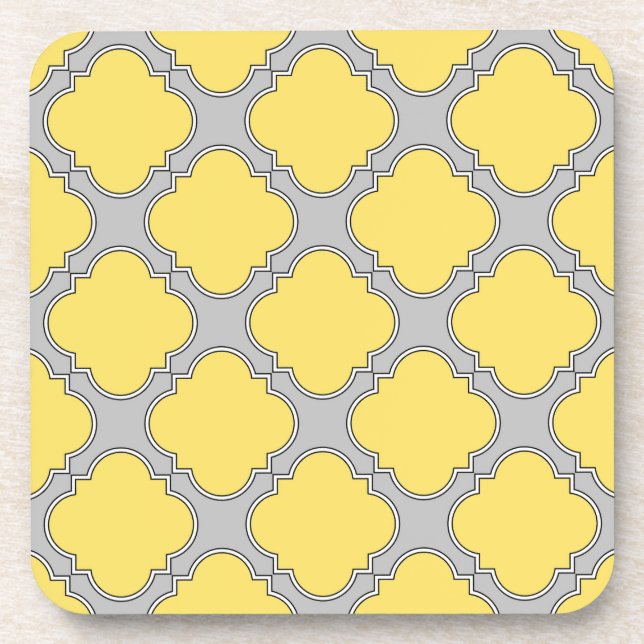 Posavasos Cuatrefoil amarillo y gris (Frente)