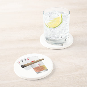 Posavasos Cuatro Ases, Una Bebida Y Un Cigar