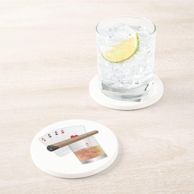 Posavasos Cuatro Ases, Una Bebida Y Un Cigar (Lado)