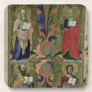 Posavasos Cuatro evangelistas, siglo XIV (vitela)