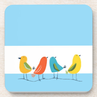 Posavasos Cuatro pájaros posados en una ramita