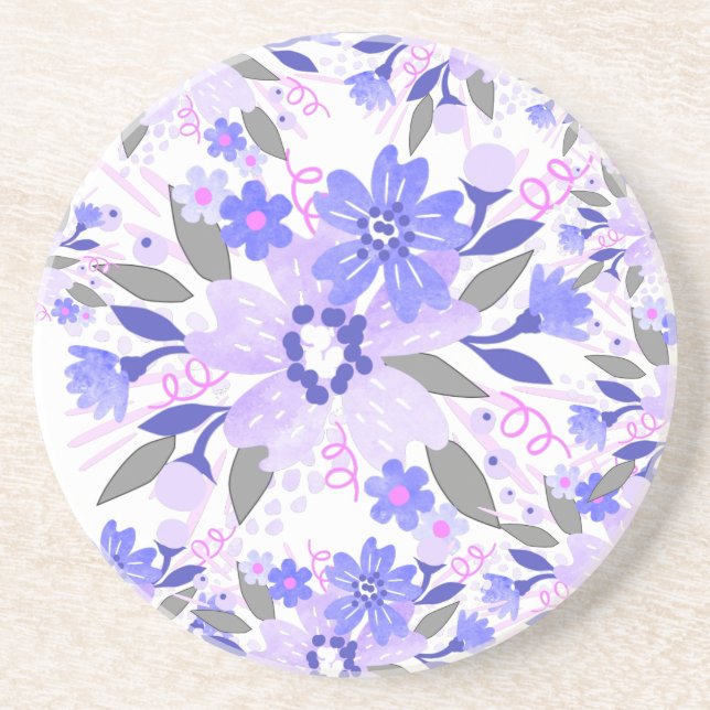 Posavasos Cubeta morada floral (Frente)